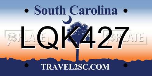 LQK427 South Carolina License Plate