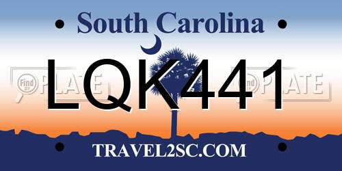 LQK441 South Carolina License Plate