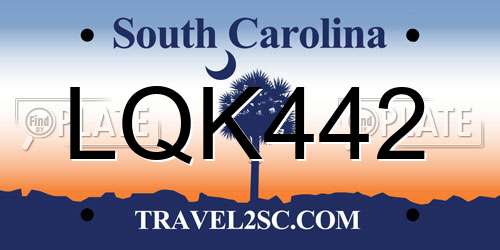 LQK442 South Carolina License Plate