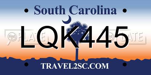 LQK445 South Carolina License Plate
