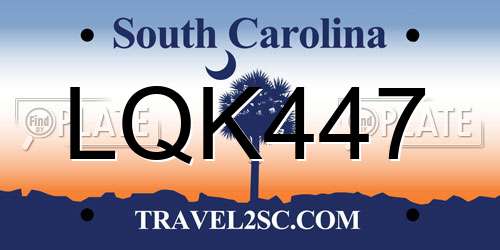 LQK447 South Carolina License Plate