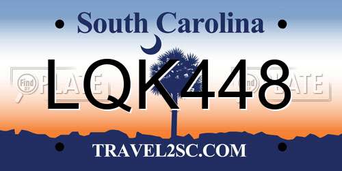 LQK448 South Carolina License Plate