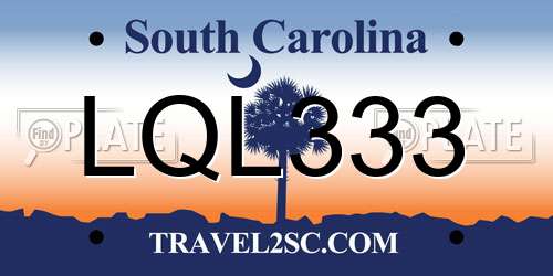 LQL333 South Carolina License Plate