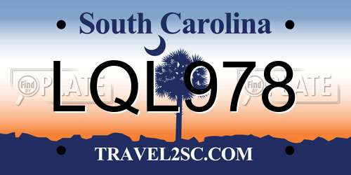 LQL978 South Carolina License Plate