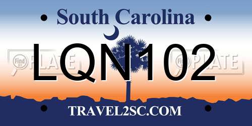 LQN102 South Carolina License Plate