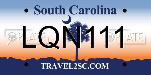 LQN111 South Carolina License Plate