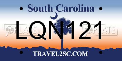 LQN121 South Carolina License Plate