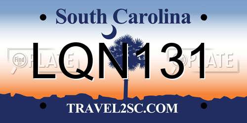 LQN131 South Carolina License Plate