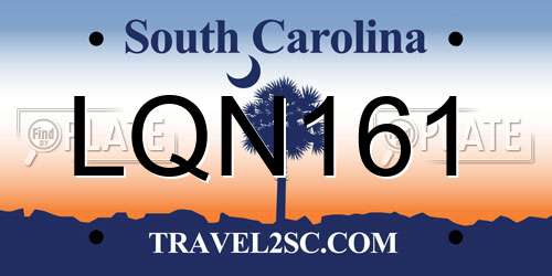 LQN161 South Carolina License Plate
