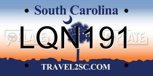 LQN191 South Carolina License Plate