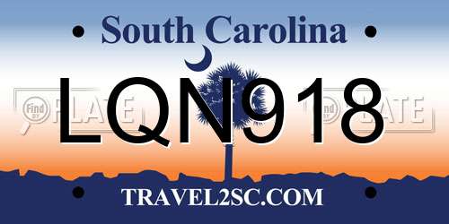 LQN918 South Carolina License Plate