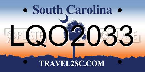 LQO2033 South Carolina License Plate