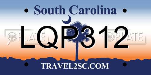 LQP312 South Carolina License Plate