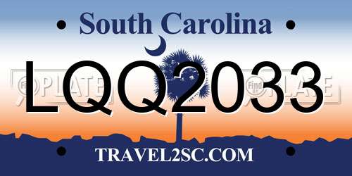 LQQ2033 South Carolina License Plate