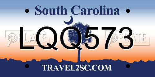 LQQ573 South Carolina License Plate