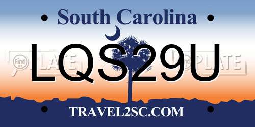 LQS29U South Carolina License Plate
