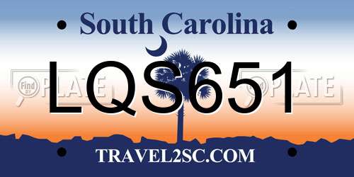 LQS651 South Carolina License Plate