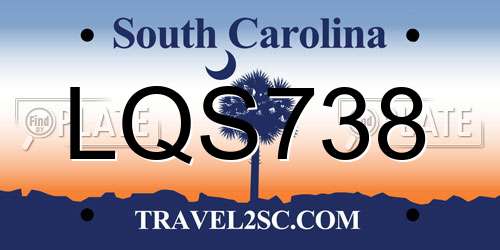 LQS738 South Carolina License Plate