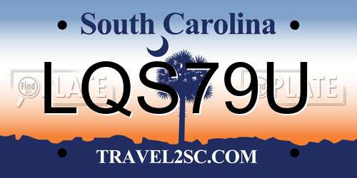 LQS79U South Carolina License Plate