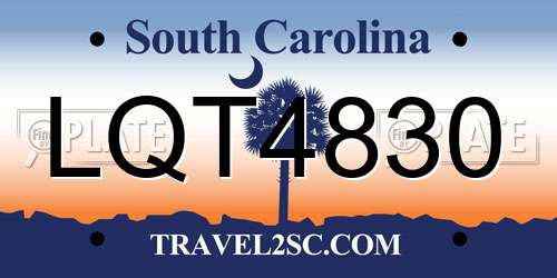 LQT4830 South Carolina License Plate