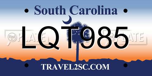 LQT985 South Carolina License Plate