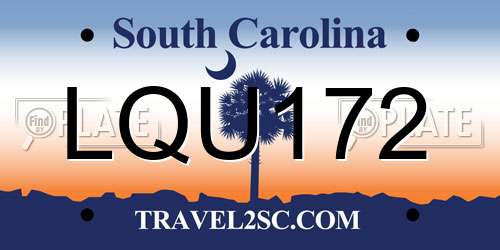 LQU172 South Carolina License Plate
