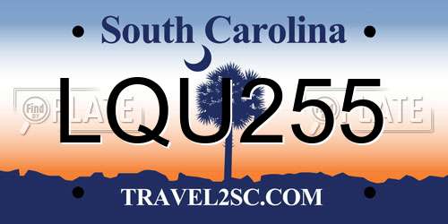 LQU255 South Carolina License Plate
