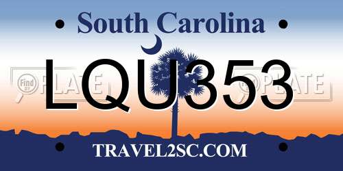 LQU353 South Carolina License Plate