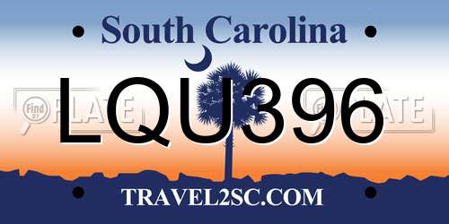 LQU396 South Carolina License Plate