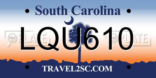 LQU610 South Carolina License Plate