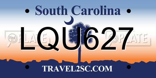 LQU627 South Carolina License Plate