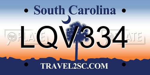 LQV334 South Carolina License Plate