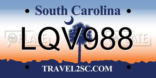 LQV988 South Carolina License Plate