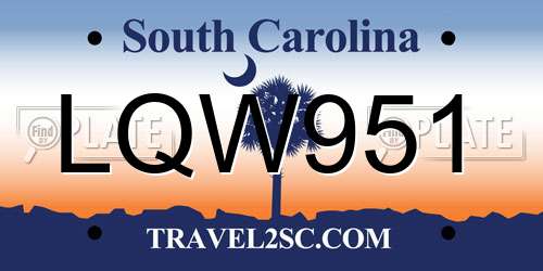LQW951 South Carolina License Plate
