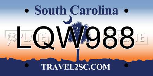 LQW988 South Carolina License Plate