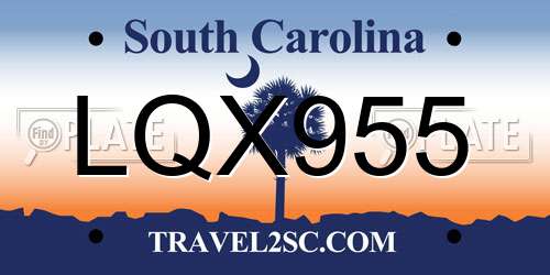 LQX955 South Carolina License Plate