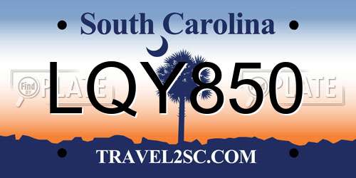 LQY850 South Carolina License Plate
