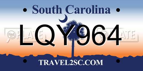 LQY964 South Carolina License Plate