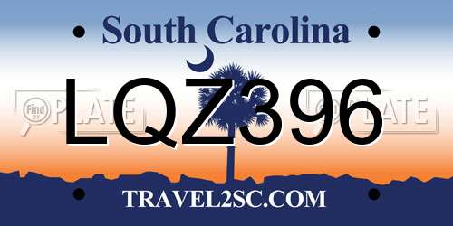 LQZ396 South Carolina License Plate