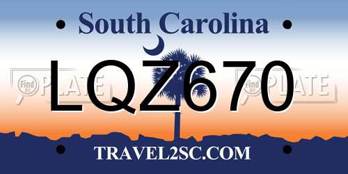 LQZ670 South Carolina License Plate