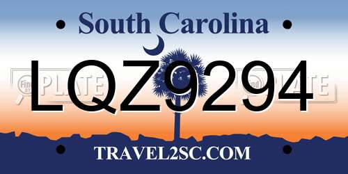 LQZ9294 South Carolina License Plate