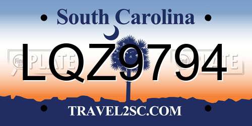 LQZ9794 South Carolina License Plate