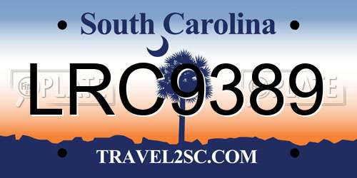 LRC9389 South Carolina License Plate