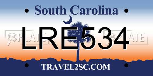 LRE534 South Carolina License Plate
