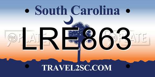 LRE863 South Carolina License Plate