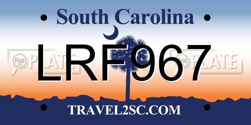 LRF967 South Carolina License Plate