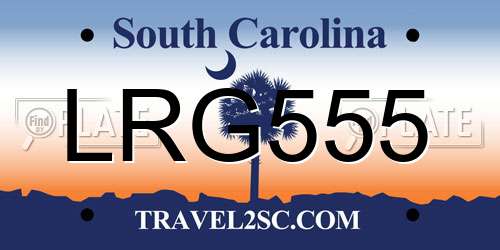 LRG555 South Carolina License Plate