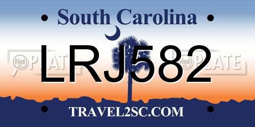 LRJ582 South Carolina License Plate