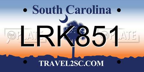 LRK851 South Carolina License Plate