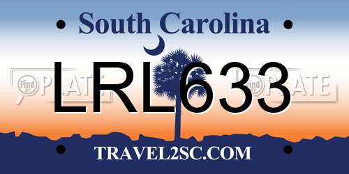 LRL633 South Carolina License Plate